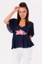 Load image into Gallery viewer, BLOUSE -NAVY BLUE 48006-2