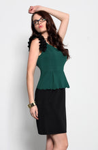 Load image into Gallery viewer, 3920-3 Vest dress with decorative frills - green