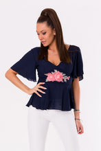 Load image into Gallery viewer, BLOUSE -NAVY BLUE 48006-2