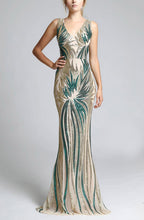Load image into Gallery viewer, SOKY SOKA  DRESS BEIGE/BOOTLE GREEN 63001-3