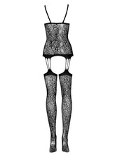 Load image into Gallery viewer, OBSESSIVE F208 BODYSTOCKING BLACK PATTERNED 50005-2