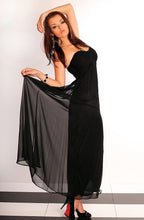 Load image into Gallery viewer, 2503-3 Long tulle strapless dress - black
