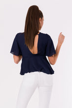 Load image into Gallery viewer, BLOUSE -NAVY BLUE 48006-2