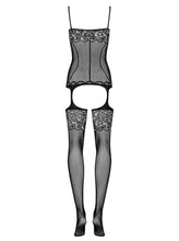 Load image into Gallery viewer, OBSESSIVE F204 BODYSTOCKING BLACK PATTERNED 50005-4