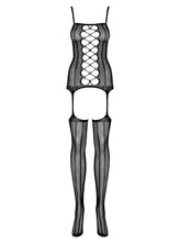 Load image into Gallery viewer, OBSESSIVE G300 BODYSTOCKING BLACK PATTERNED 50005-1