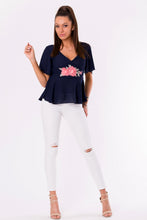 Load image into Gallery viewer, BLOUSE -NAVY BLUE 48006-2