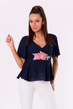Load image into Gallery viewer, BLOUSE -NAVY BLUE 48006-2