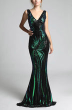Load image into Gallery viewer, SOKY SOKA  DRESS BLACK/BOOTLE GREEN 63001-2