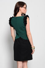 Load image into Gallery viewer, 3920-3 Vest dress with decorative frills - green