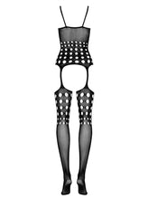 Load image into Gallery viewer, OBSESSIVE G310 BODYSTOCKING BLACK PATTERNED 50005-9