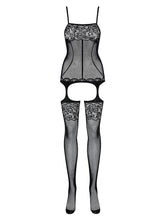 Load image into Gallery viewer, OBSESSIVE F204 BODYSTOCKING BLACK PATTERNED 50005-4