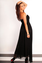 Load image into Gallery viewer, 2503-3 Long tulle strapless dress - black