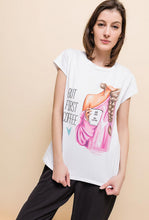Load image into Gallery viewer, T-SHIRT BUT FIRST COFFE WHITE 61005-1